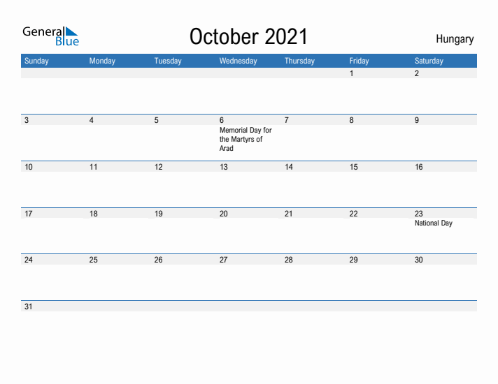 Fillable October 2021 Calendar