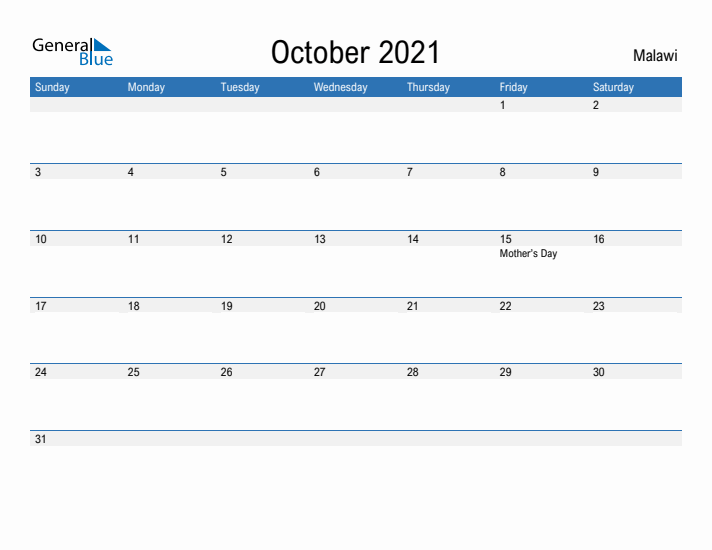 Fillable October 2021 Calendar