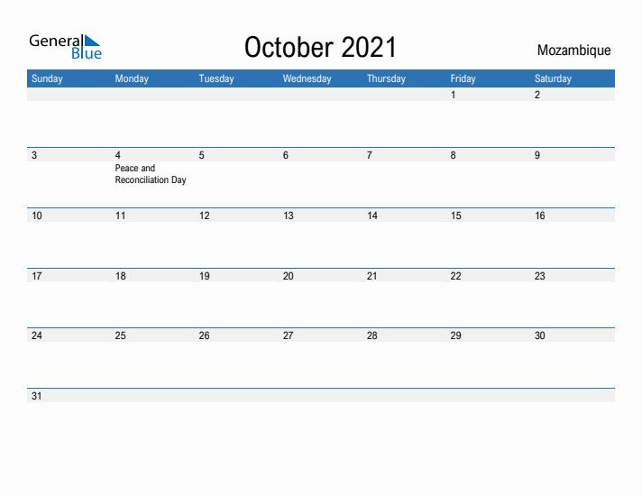 Fillable October 2021 Calendar