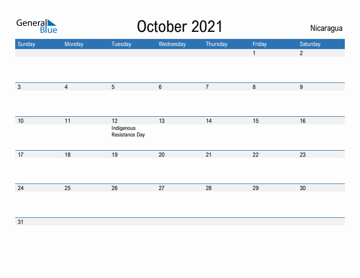 Fillable October 2021 Calendar