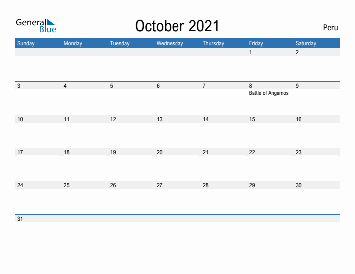 Fillable October 2021 Calendar