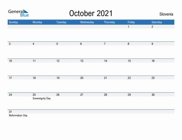 Fillable October 2021 Calendar