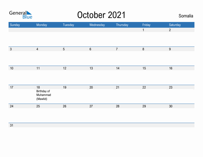 Fillable October 2021 Calendar