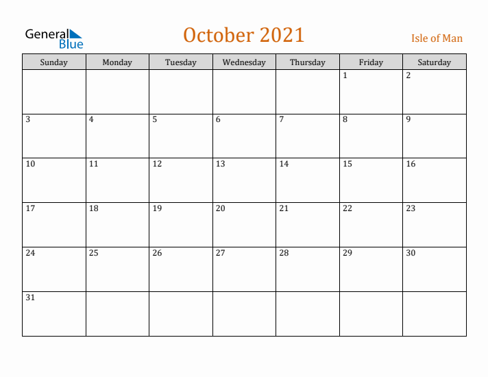 October 2021 Holiday Calendar with Sunday Start