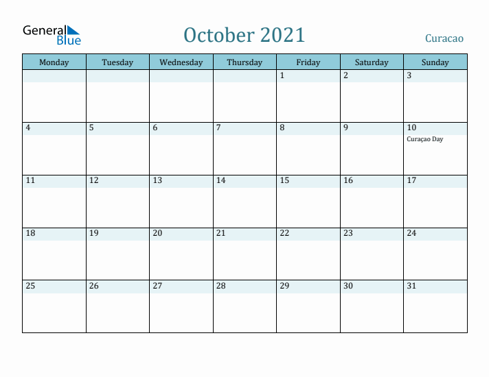 October 2021 Calendar with Holidays