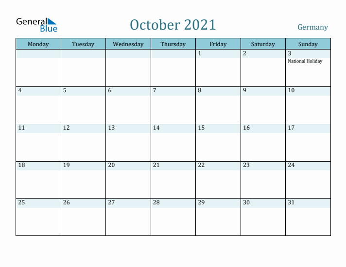 October 2021 Calendar with Holidays