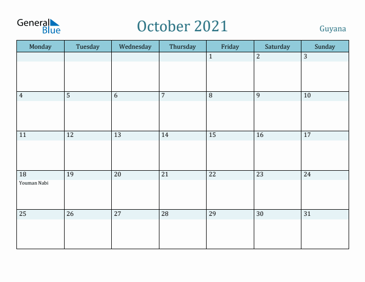 October 2021 Calendar with Holidays