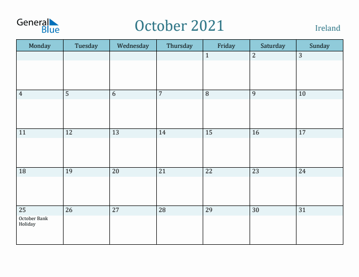 October 2021 Calendar with Holidays