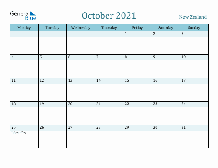 October 2021 Calendar with Holidays