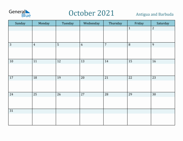 October 2021 Calendar with Holidays