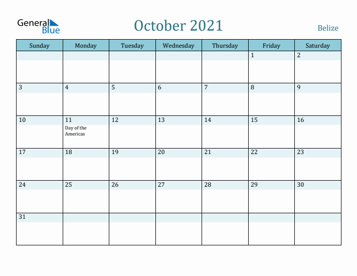 October 2021 Calendar with Holidays