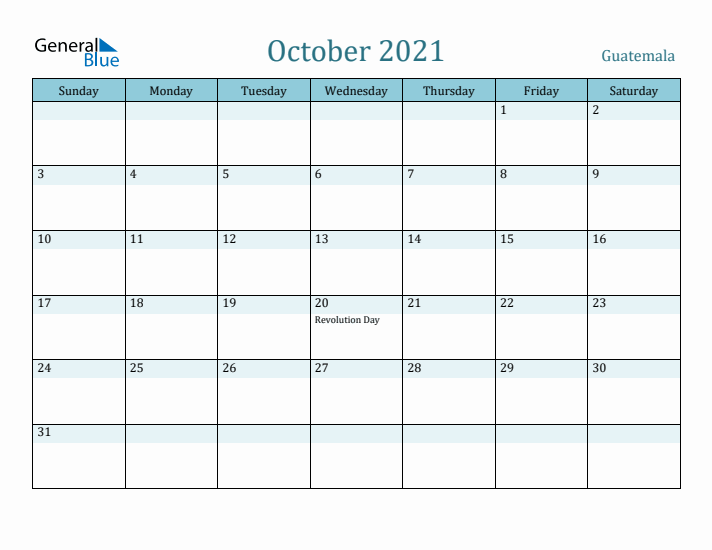 October 2021 Calendar with Holidays