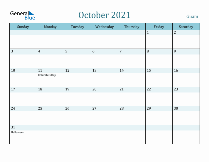 October 2021 Calendar with Holidays