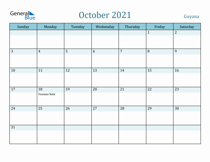 October 2021 Calendar with Holidays