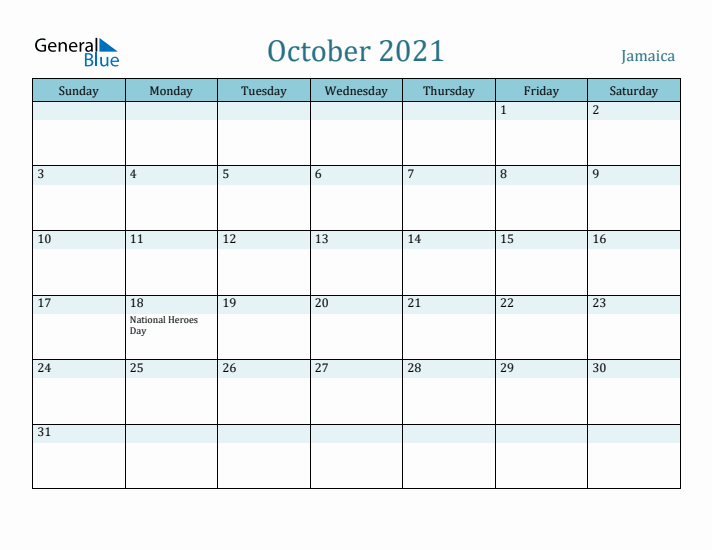 October 2021 Calendar with Holidays