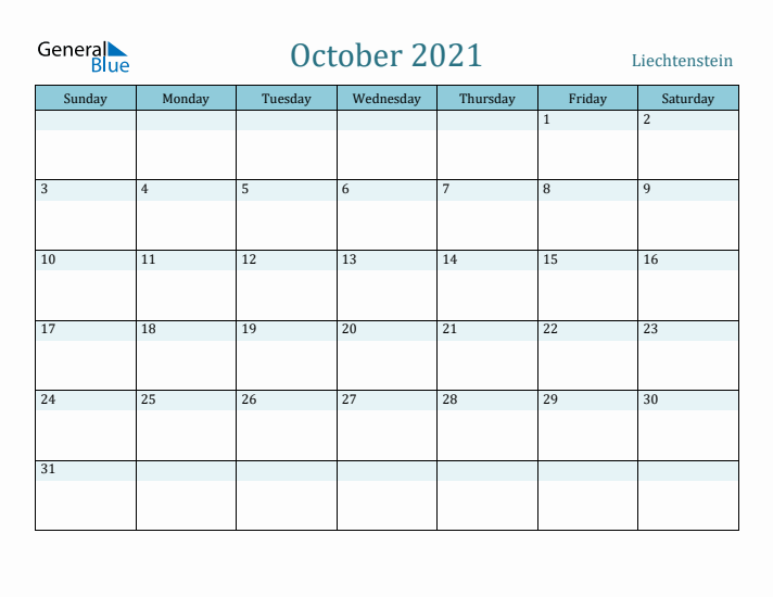 October 2021 Calendar with Holidays