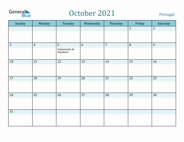 October 2021 Calendar with Holidays