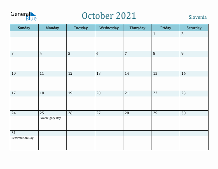 October 2021 Calendar with Holidays