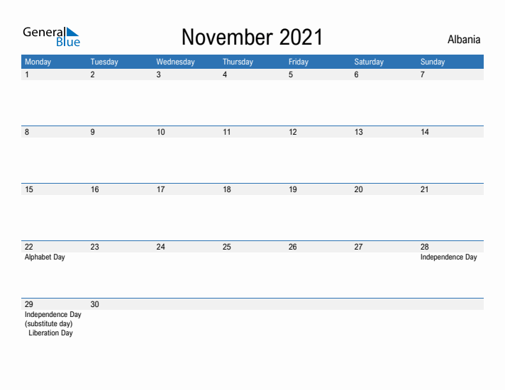 Fillable November 2021 Calendar