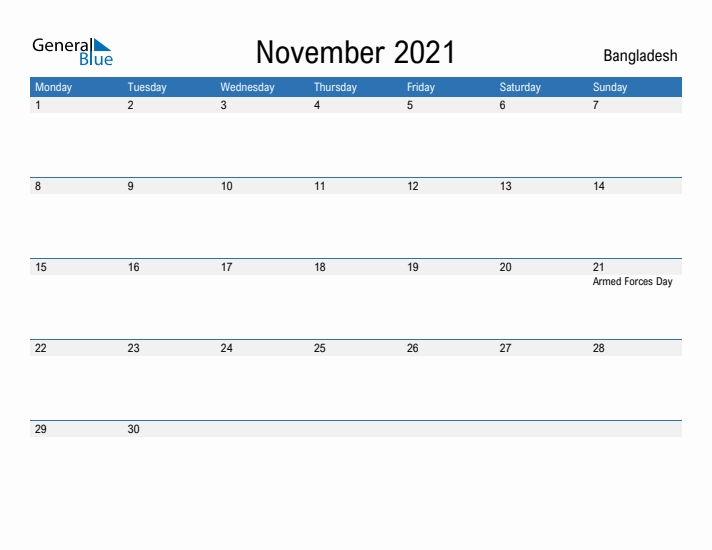 Fillable November 2021 Calendar