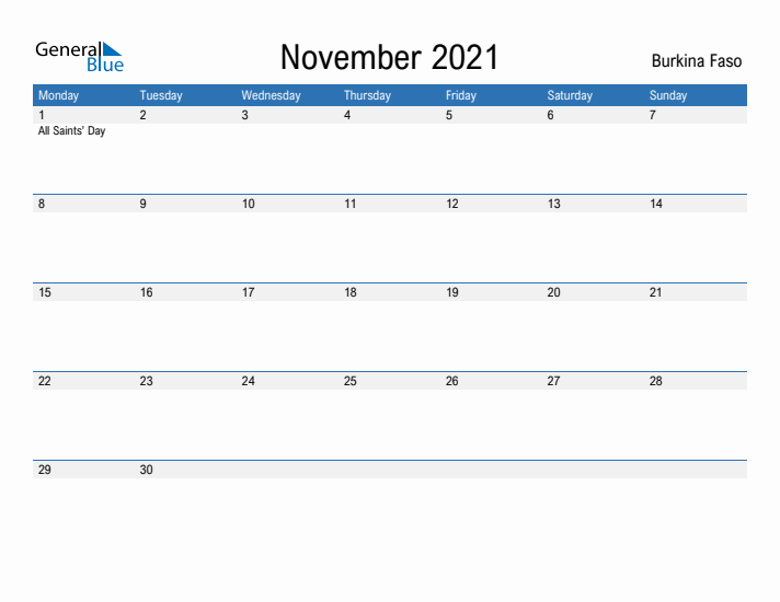 Fillable November 2021 Calendar