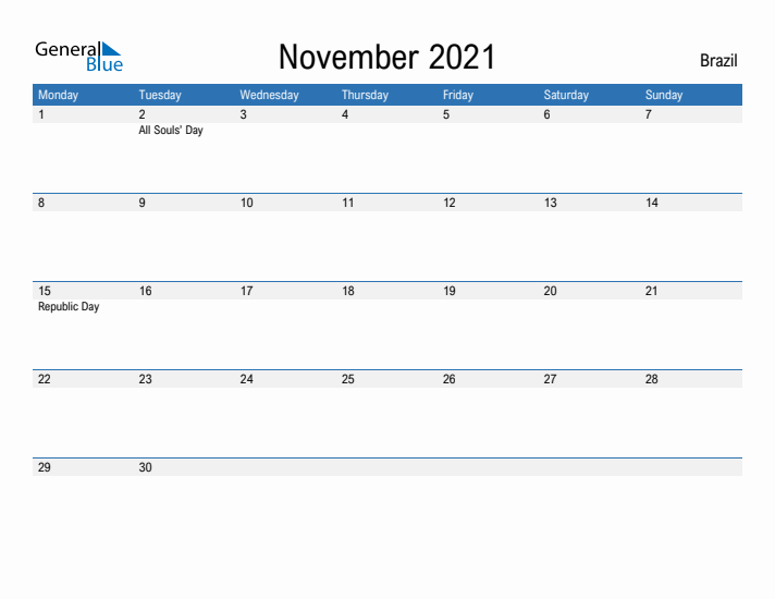 Fillable November 2021 Calendar