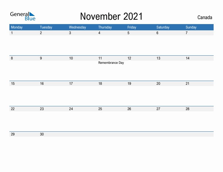 Fillable November 2021 Calendar