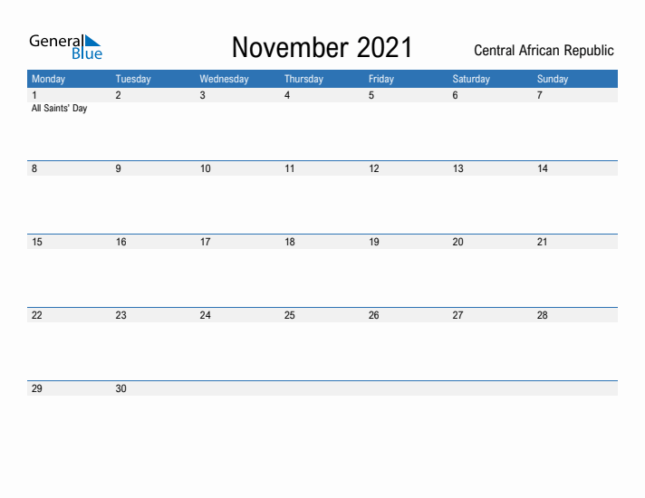 Fillable November 2021 Calendar