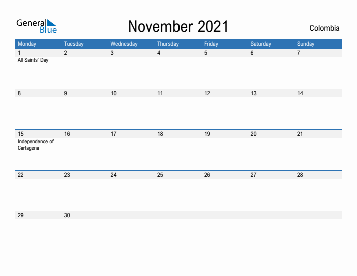 Fillable November 2021 Calendar