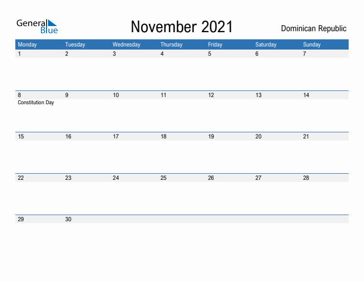 Fillable November 2021 Calendar