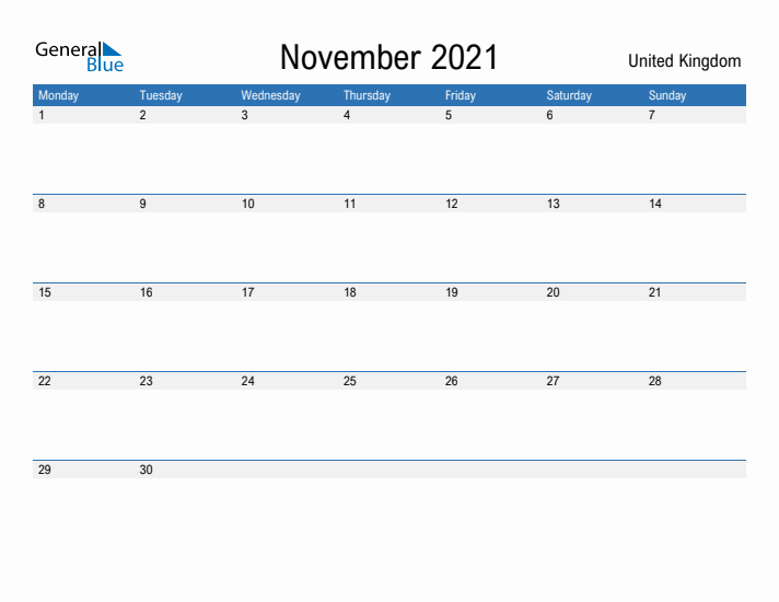 Fillable November 2021 Calendar