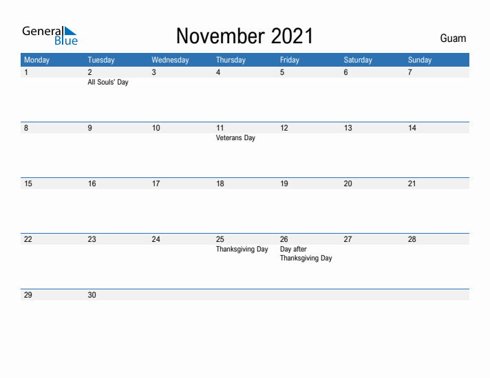 Fillable November 2021 Calendar