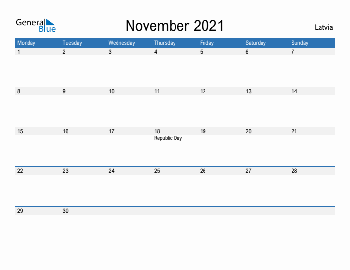 Fillable November 2021 Calendar