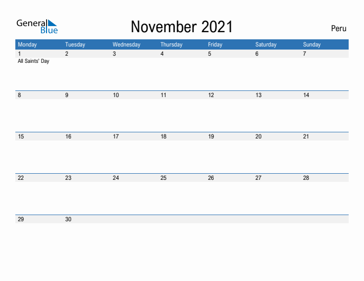 Fillable November 2021 Calendar