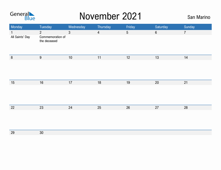 Fillable November 2021 Calendar