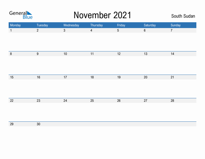 Fillable November 2021 Calendar