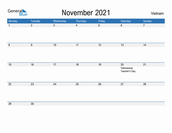 Fillable November 2021 Calendar