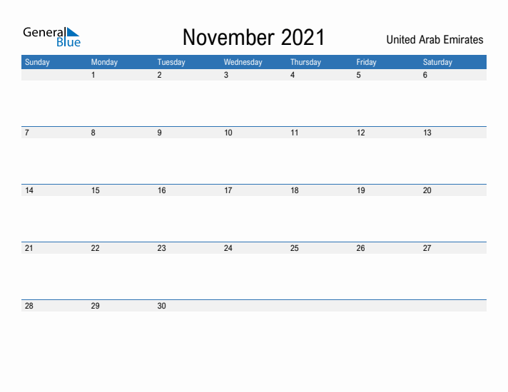 Fillable November 2021 Calendar