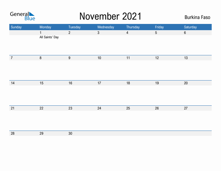 Fillable November 2021 Calendar