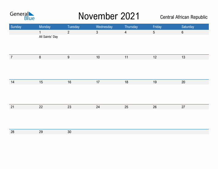 Fillable November 2021 Calendar