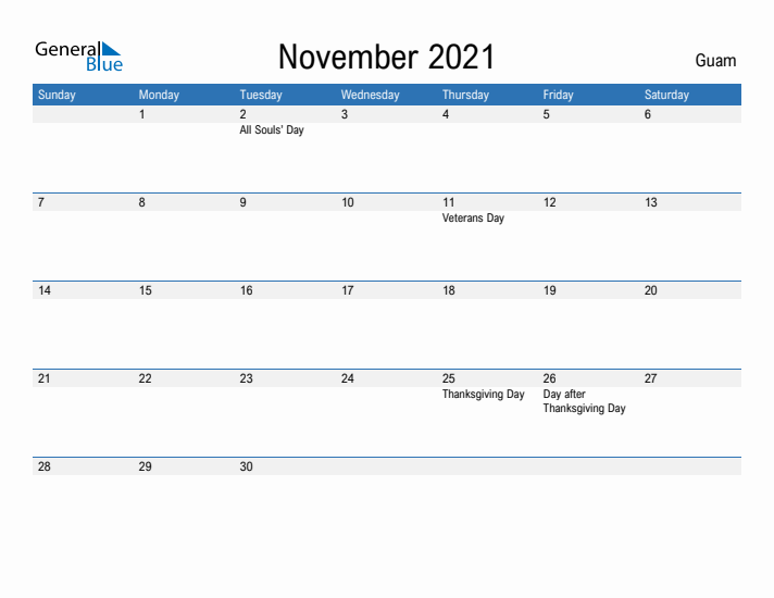 Fillable November 2021 Calendar