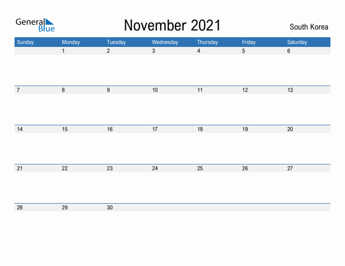 Fillable November 2021 Calendar