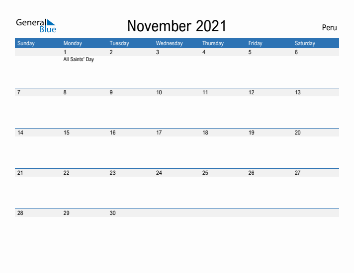 Fillable November 2021 Calendar