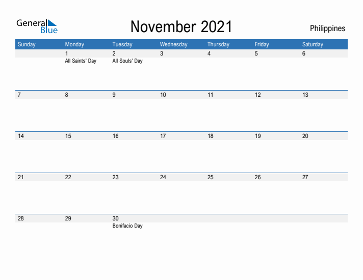 Fillable November 2021 Calendar