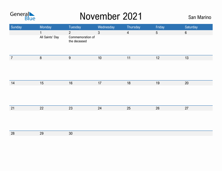 Fillable November 2021 Calendar