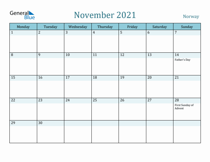 November 2021 Calendar with Holidays