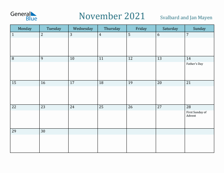 November 2021 Calendar with Holidays