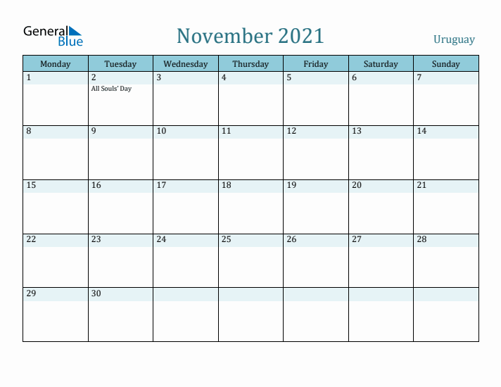 November 2021 Calendar with Holidays