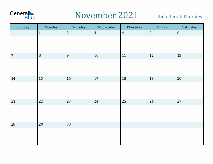 November 2021 Calendar with Holidays