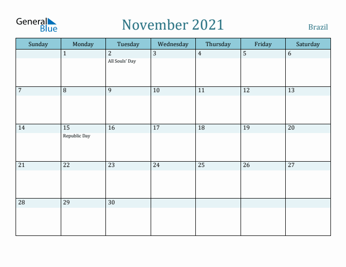 November 2021 Calendar with Holidays